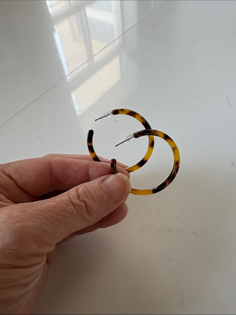 Tortoiseshell Hoop Earrings - Brown & Black